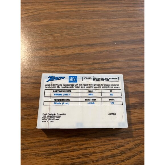 Zenith HR60 Normal Bias Type I low noise blank cassette tape NOS - Picture 2 of 2